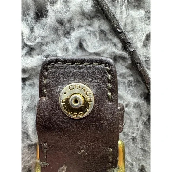 Vintage Coach Legacy Women's Double Turn Lock & Buckle Leather‎ Wristlet Brown